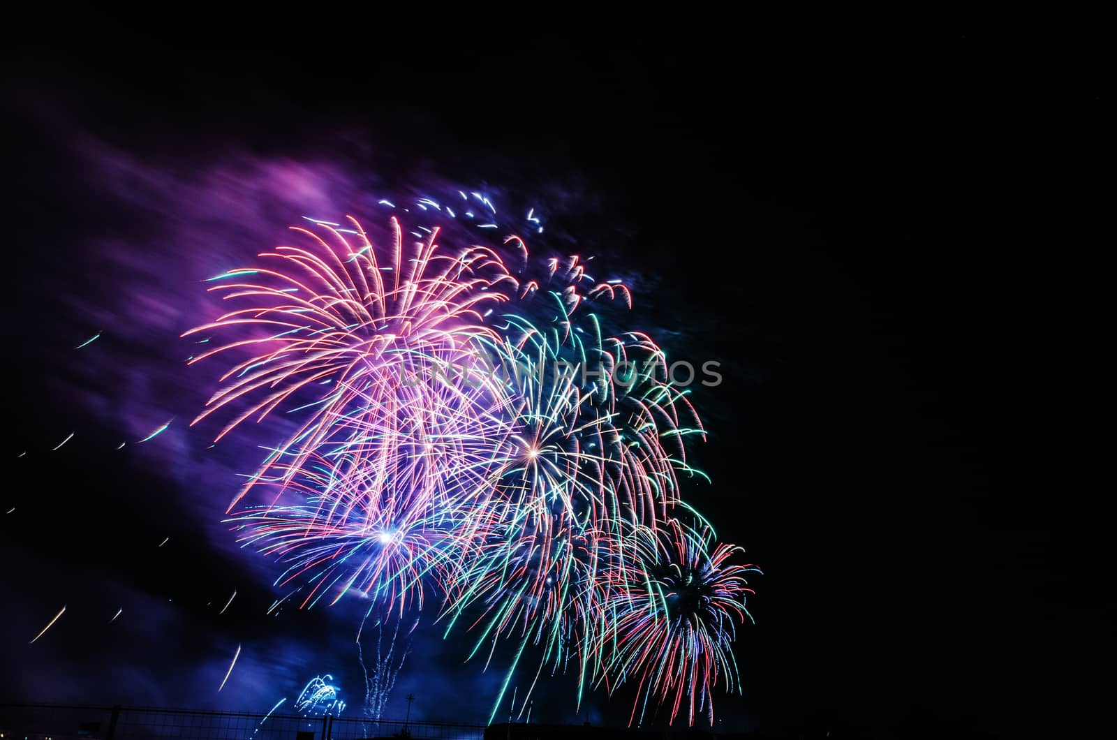 Very beautiful firework in to the sky of Pamplona/ Spain in celebrating