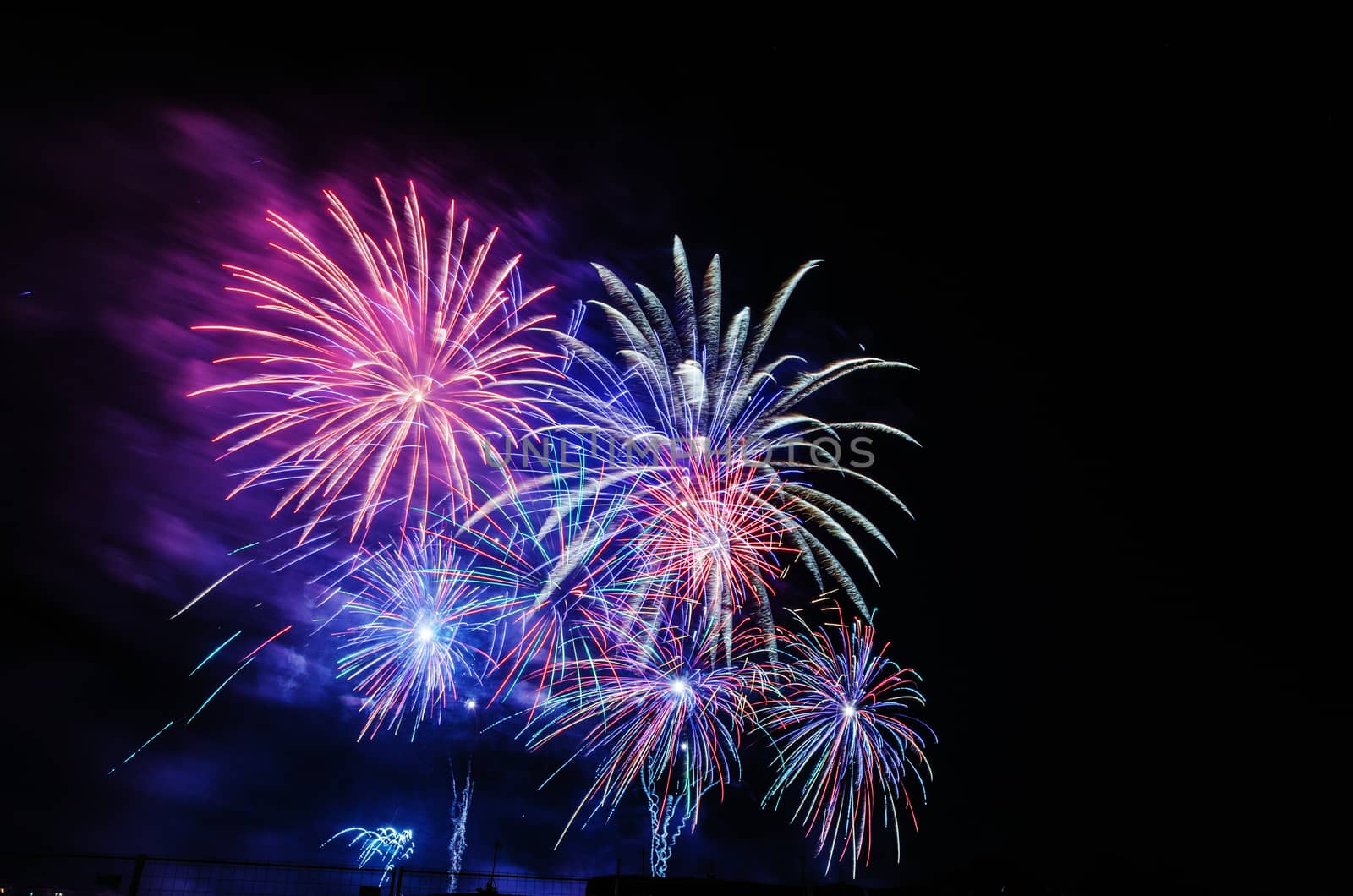 Very beautiful firework in to the sky of Pamplona/ Spain in celebrating