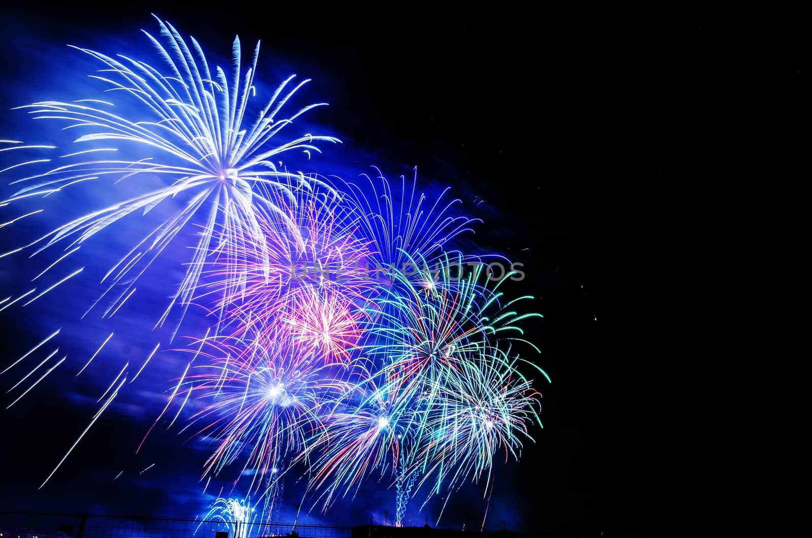 Very beautiful firework in to the sky of Pamplona/ Spain in celebrating