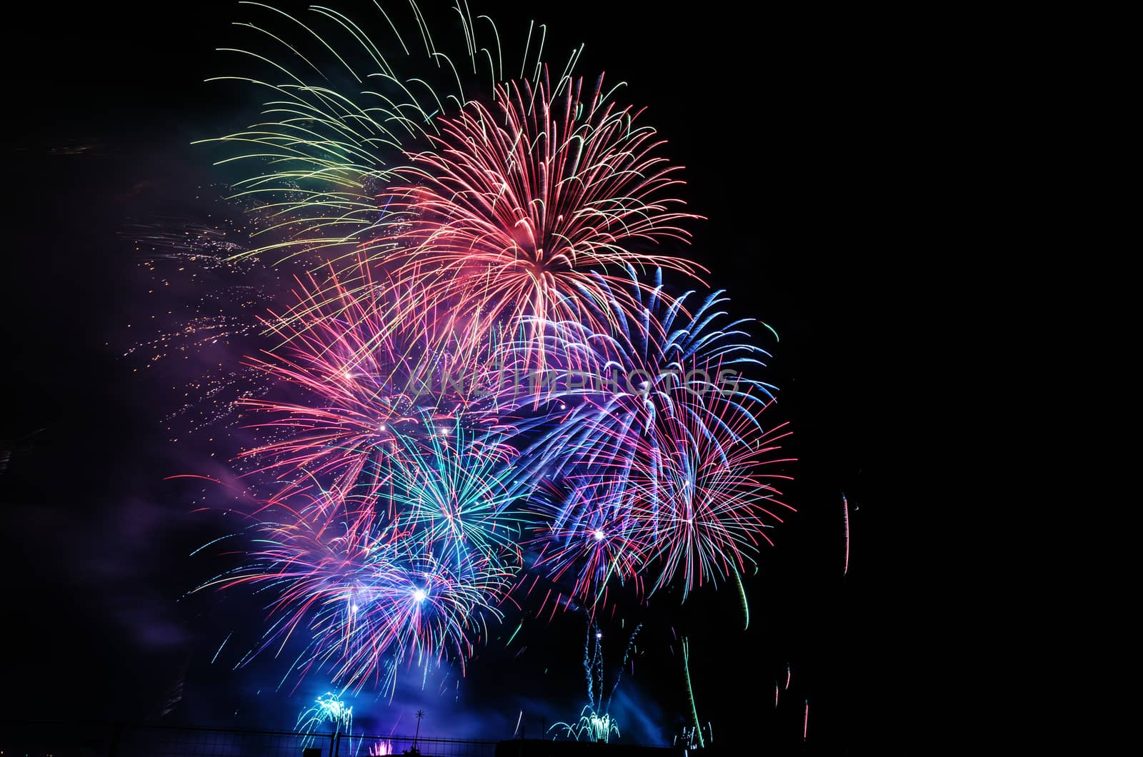 Very beautiful firework in to the sky of Pamplona/ Spain in celebrating