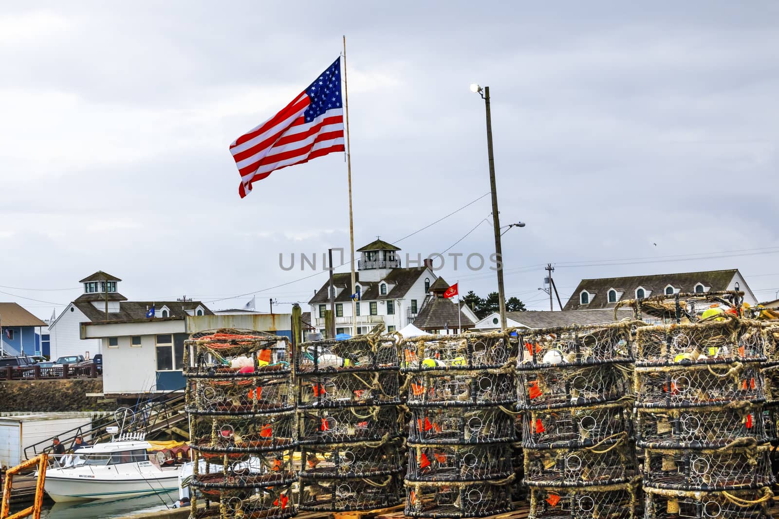 Maritime Museum Flag Crab Pots Westport Grays Harbor Washington  by bill_perry