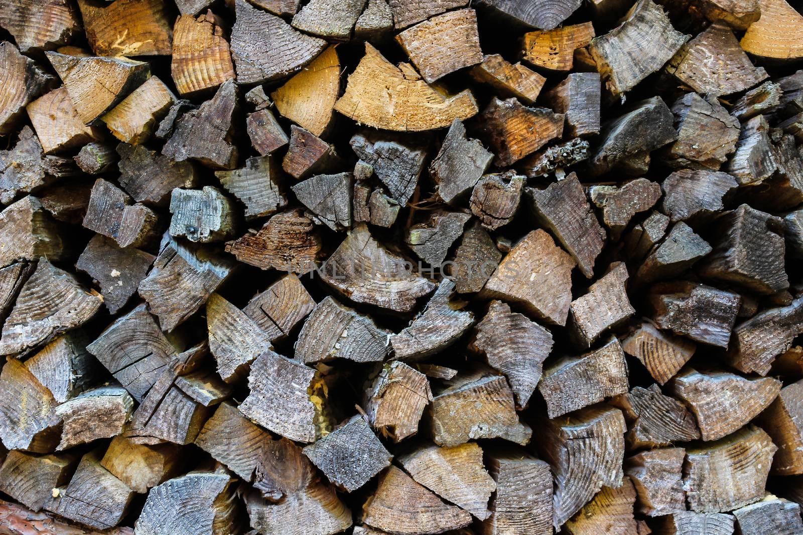 firewood, dry firewood in a pile for furnace kindling