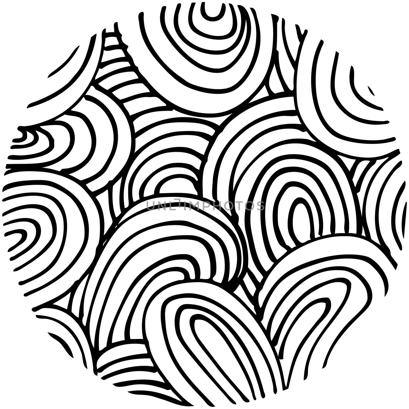 doodle abstract hand drawn pattern circle shaped on white background .