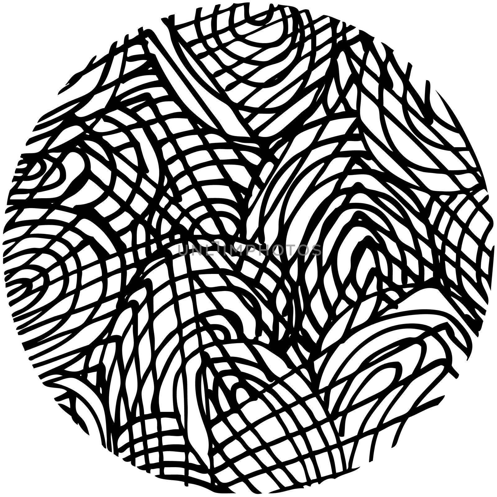 doodle abstract hand drawn pattern circle shaped on white background .