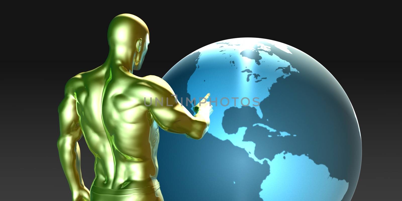 Businessman Pointing at North America Business Investment