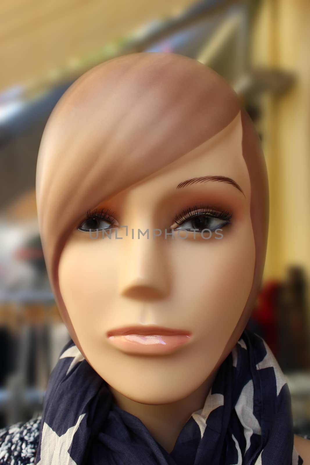 Closeup of a Female Mannequin Head in Shop