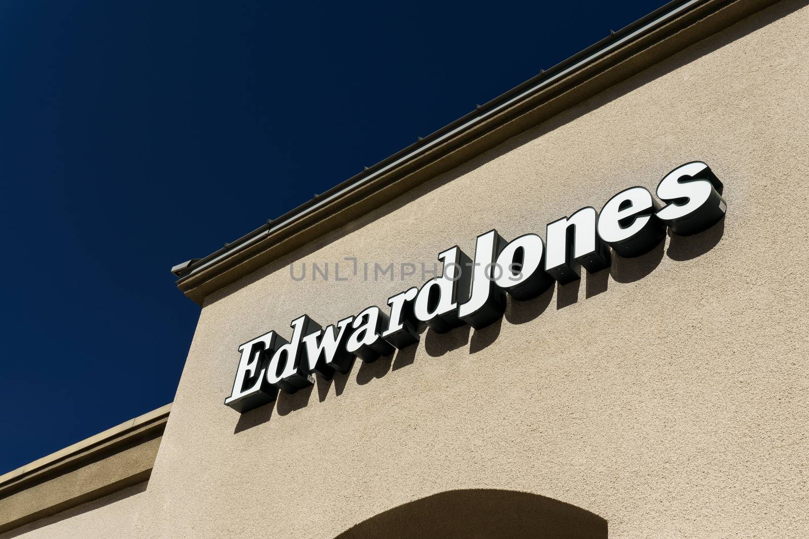 GRANADA HILLS,CA/USA - OCTOBER 30, 2015: Edward Jones exterior and logo. Edward D. Jones & Company is a financial services firm.