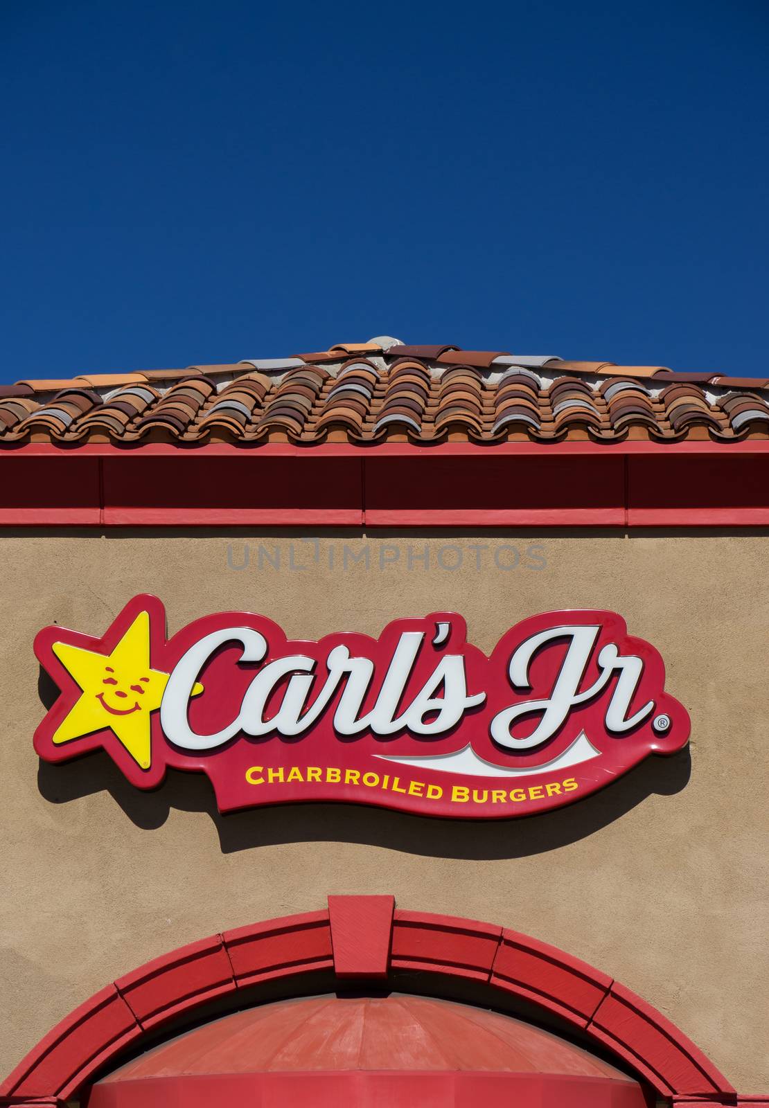 GRANADA HILLS,CA/USA - OCTOBER 30, 2015: Carl's Jr. Restaurant exterior. Carl's Jr., an American-based fast-food restaurant chain with locations in the Western and Southwestern states.