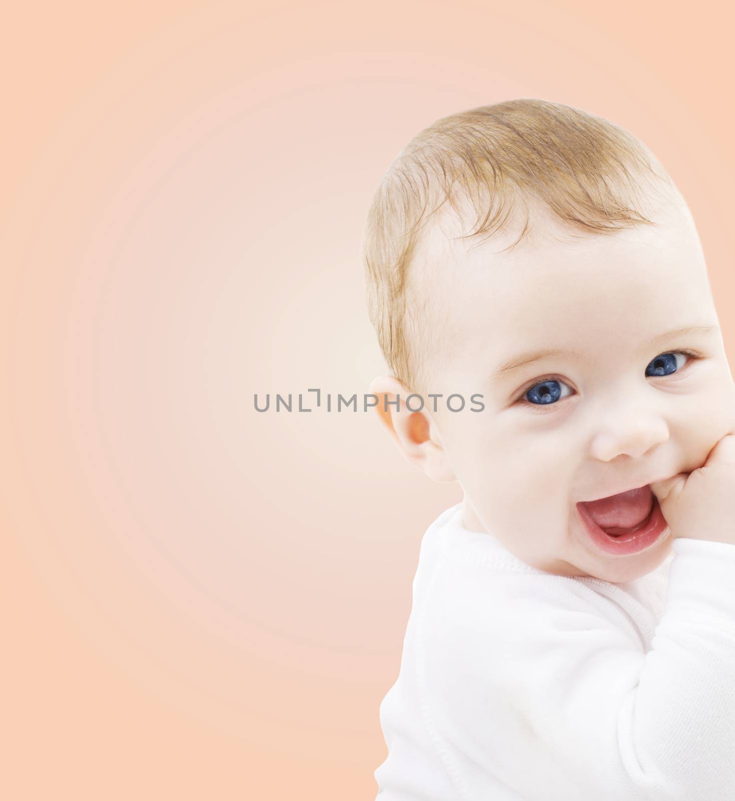 child, people and happiness concept - adorable baby boy