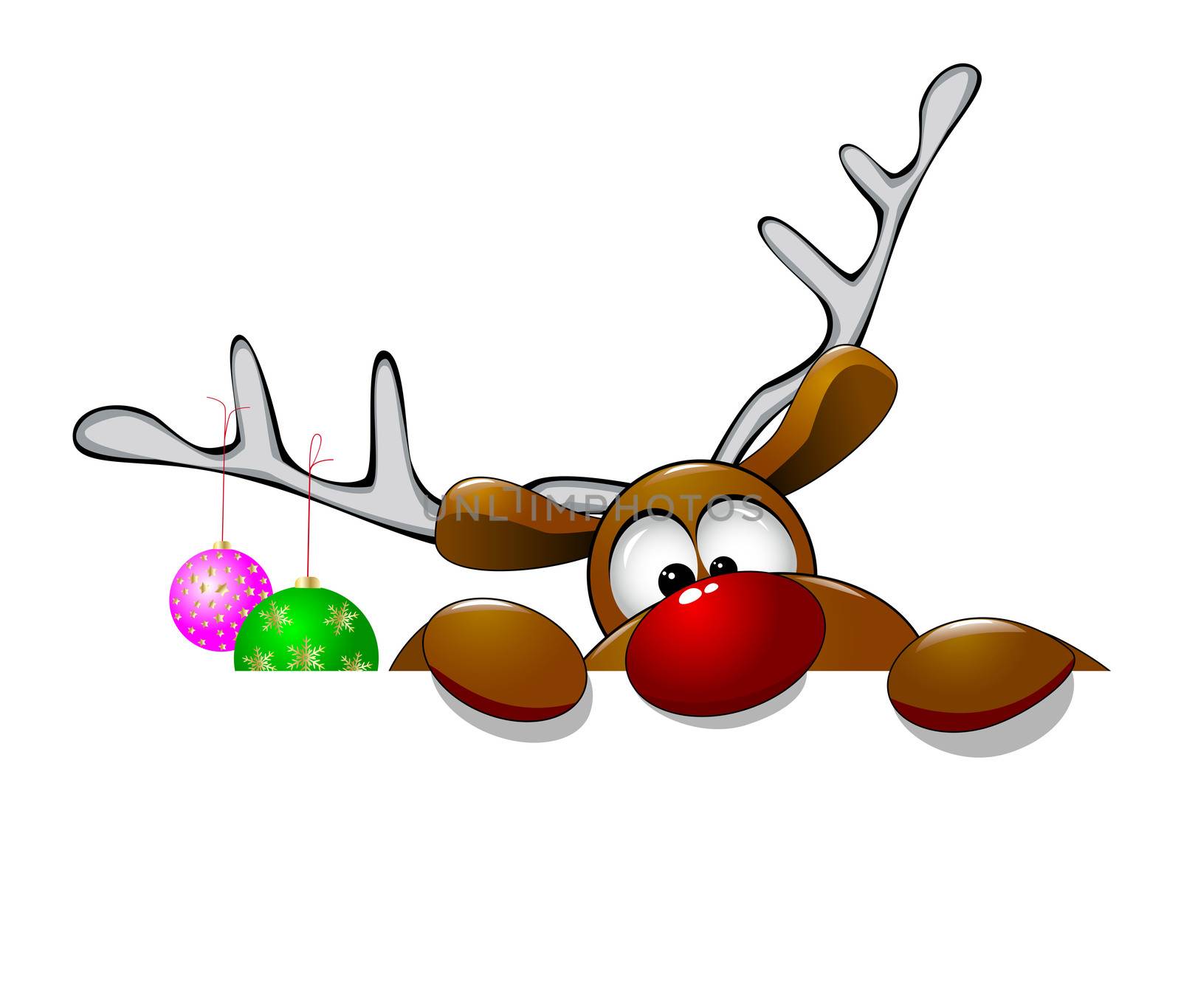 Cartoon reindeer on greeting cards with Christmas.