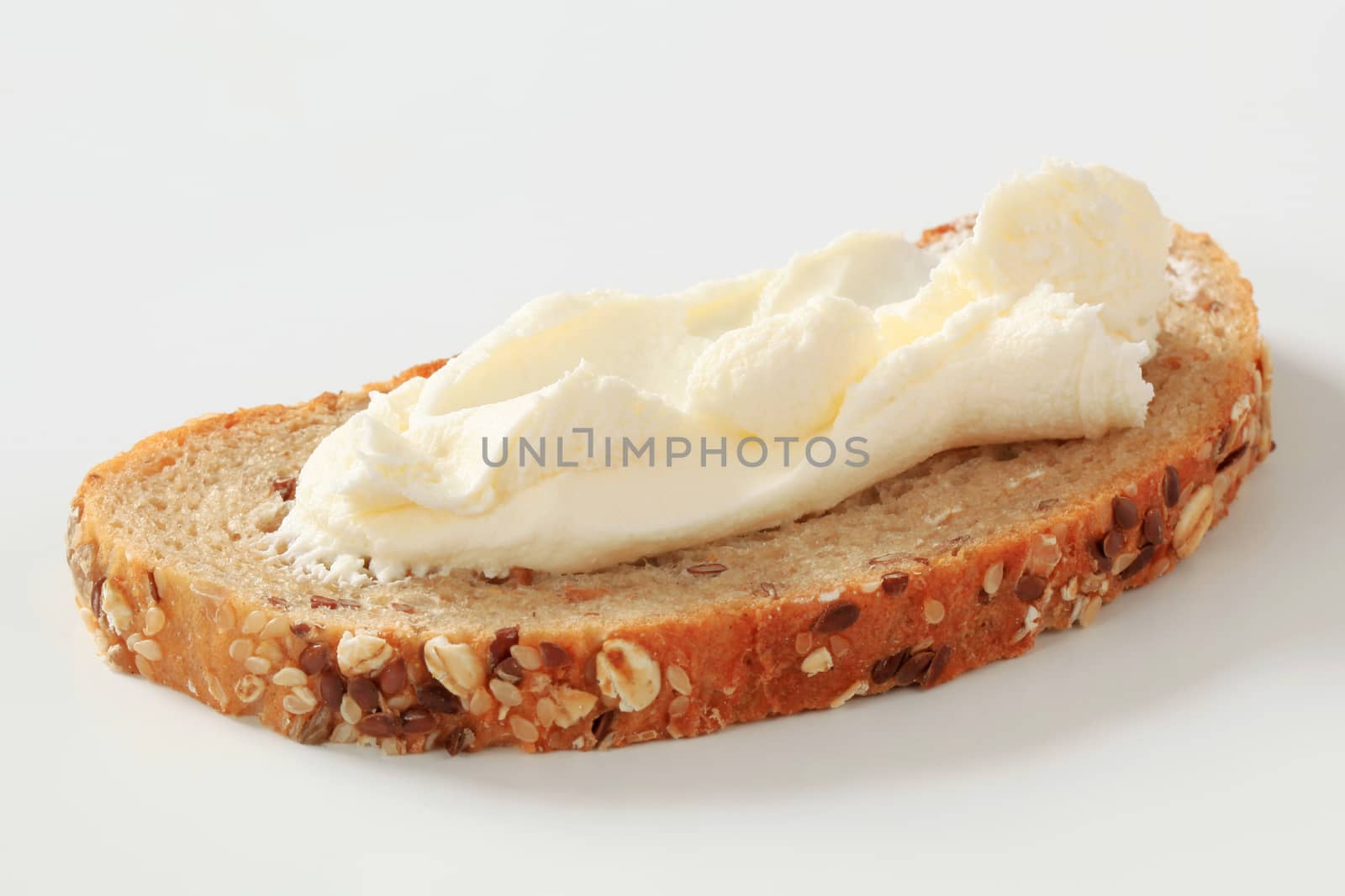 Slice of bread with cream cheese