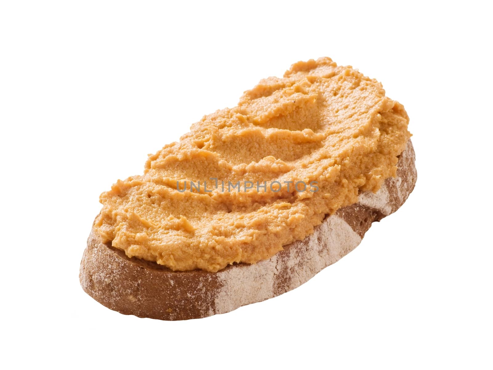 Slice of bread with spicy spread