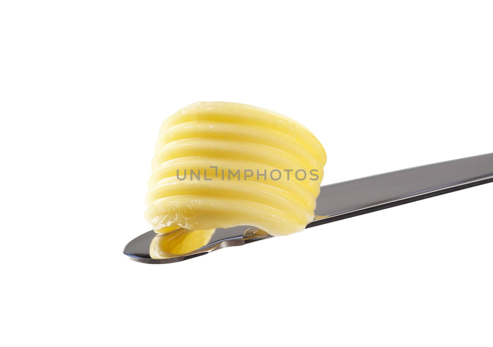 Butter curl on a knife