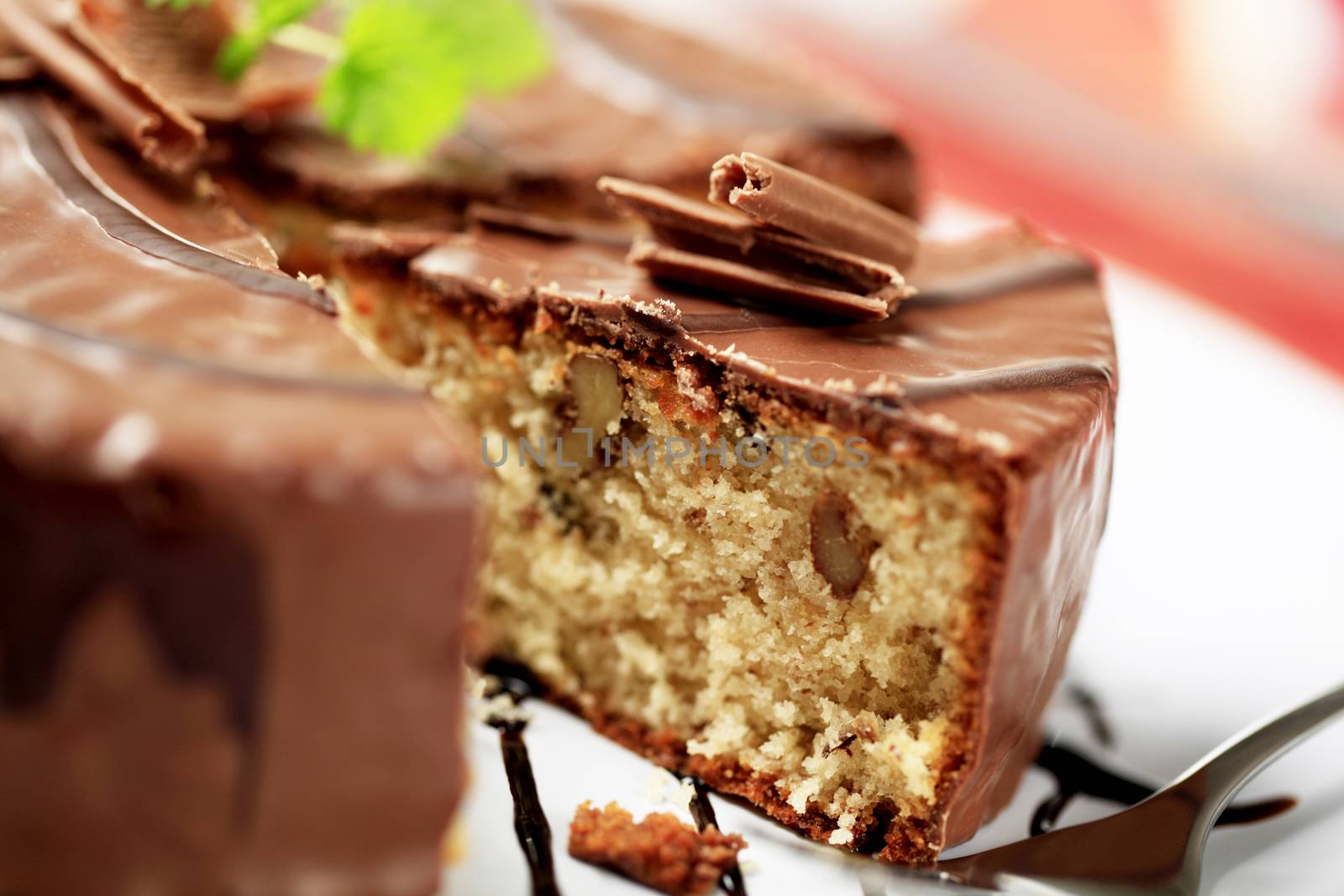 Chocolate-glazed cake by Digifoodstock