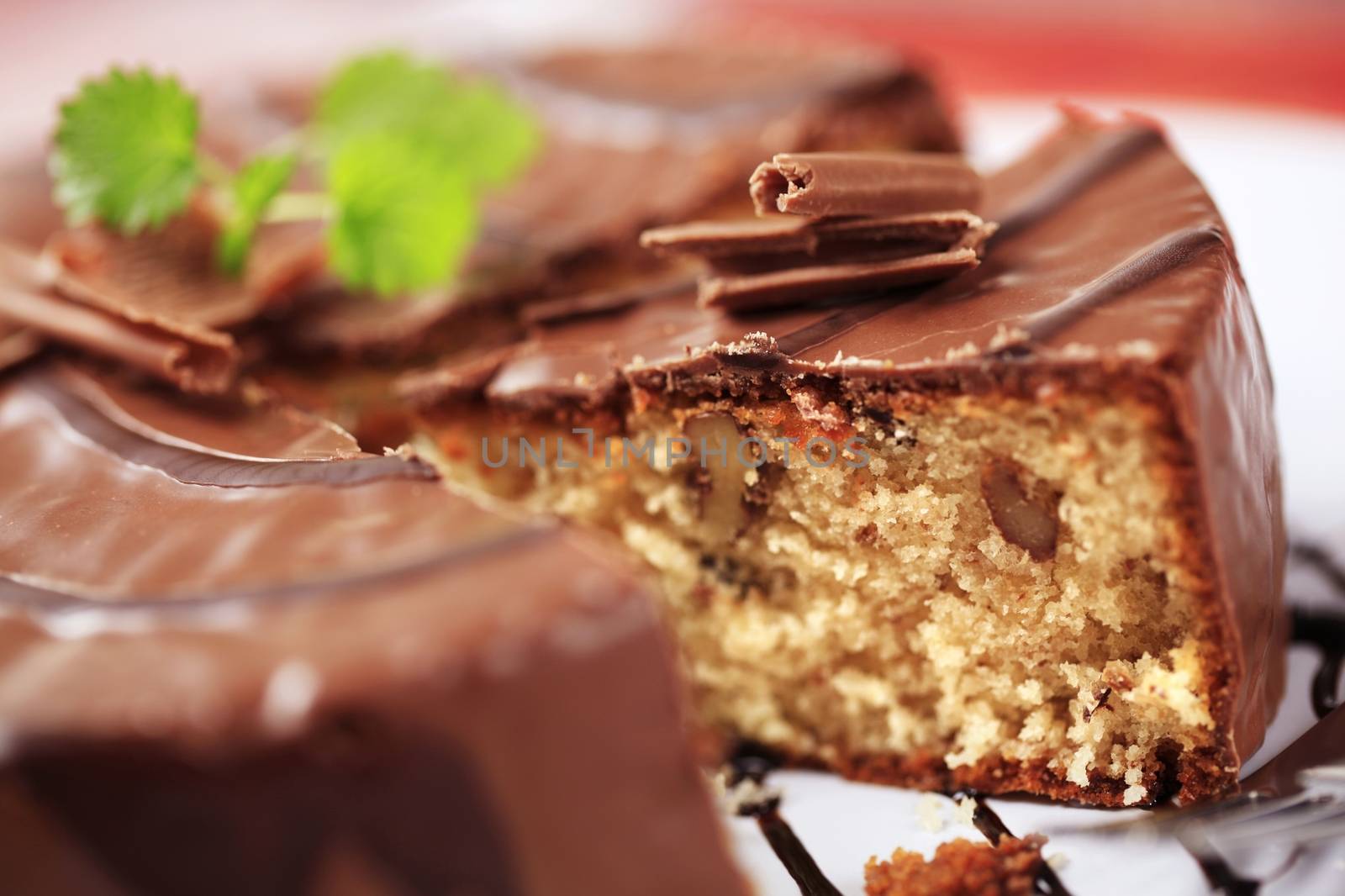 Chocolate-glazed cake by Digifoodstock