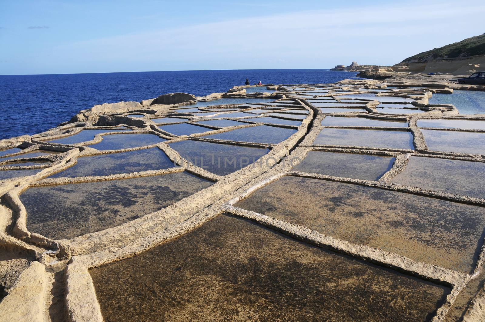 Salt evaporation ponds off the coast of Gozo 