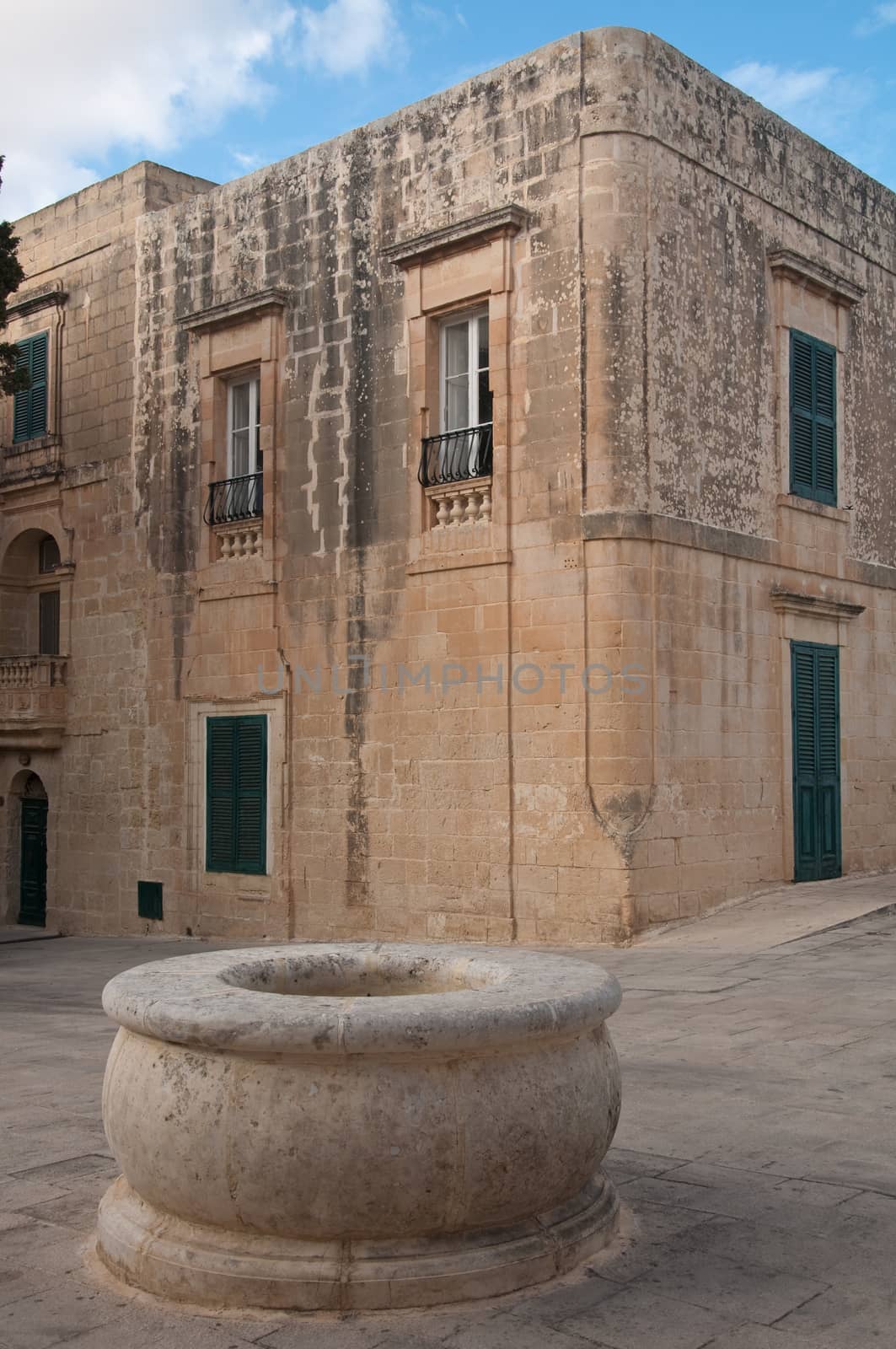 Detail of a square in the city of Mdina , Malta