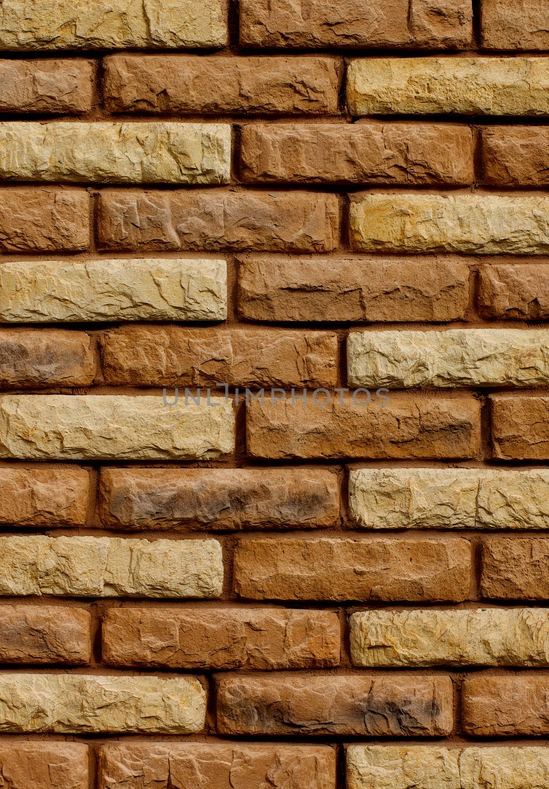 Background of Sand Colored Stone Plank with Concrete closeup. Vertical View