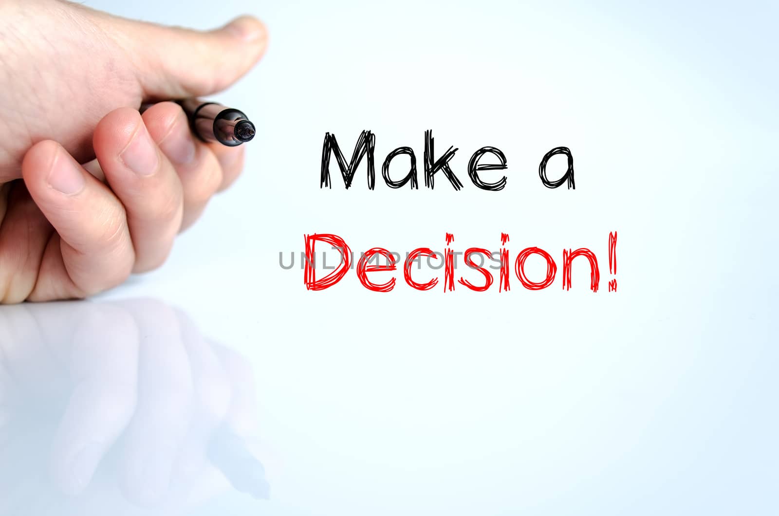 Make a decision text concept isolated over white background