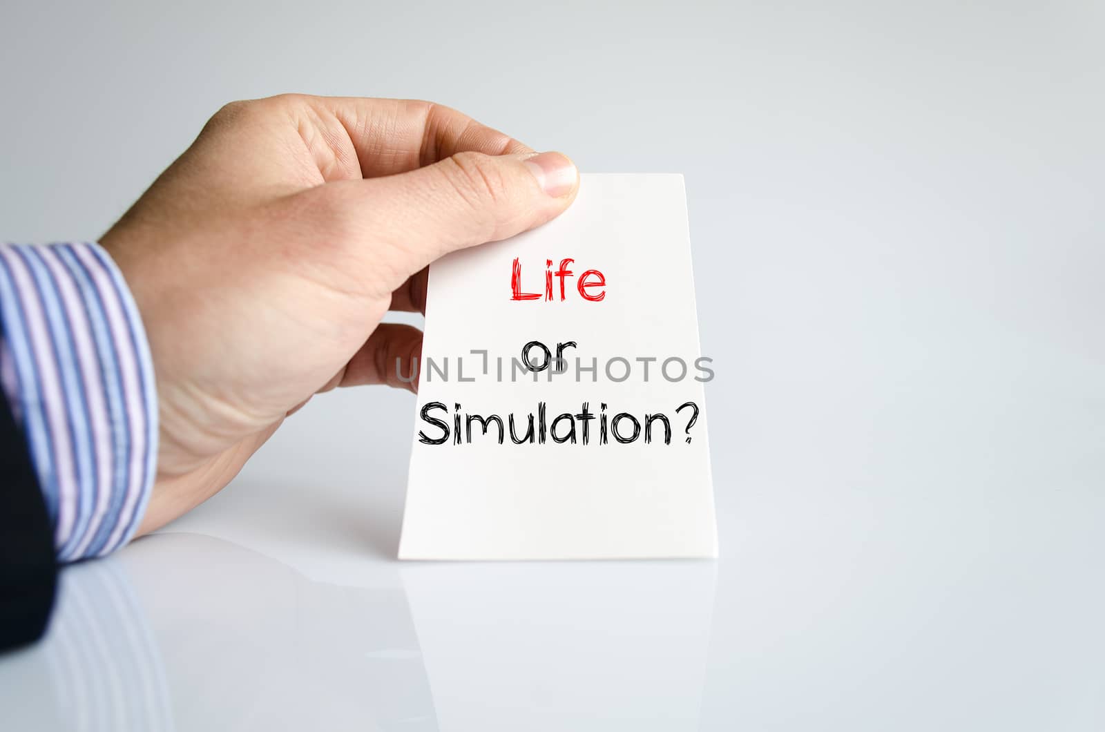 Life or simulation text concept isolated over white background