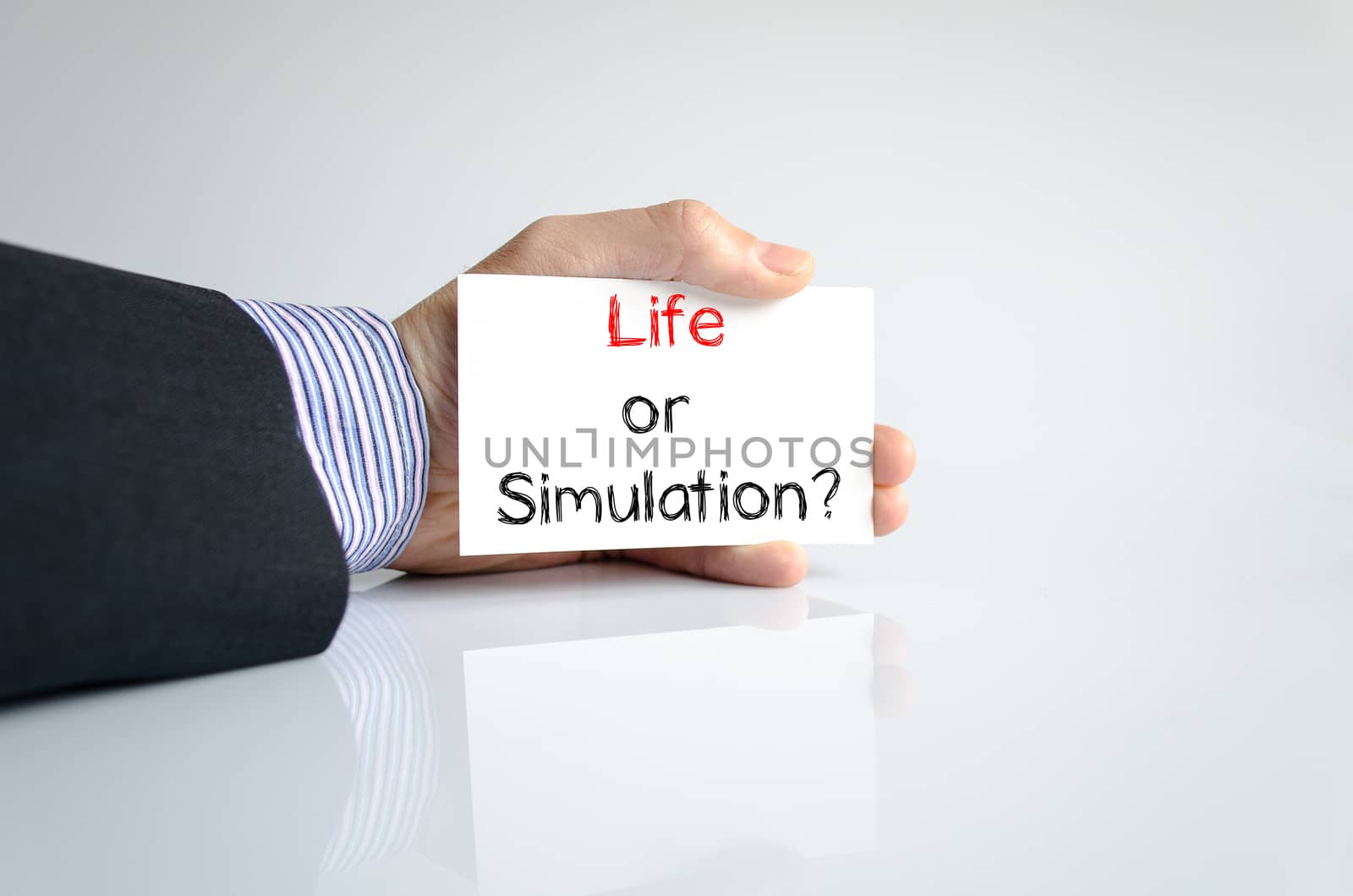 Life or simulation text concept isolated over white background