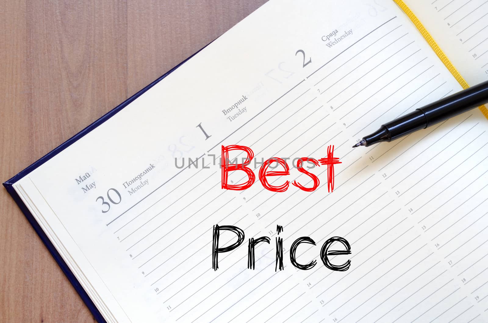 Best price text concept write on notebook