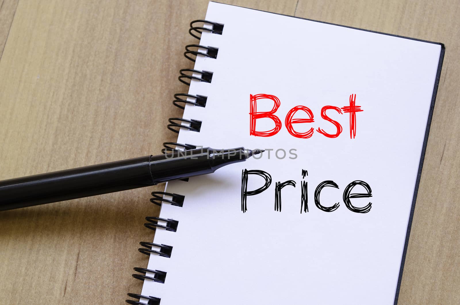 Best price text concept write on notebook