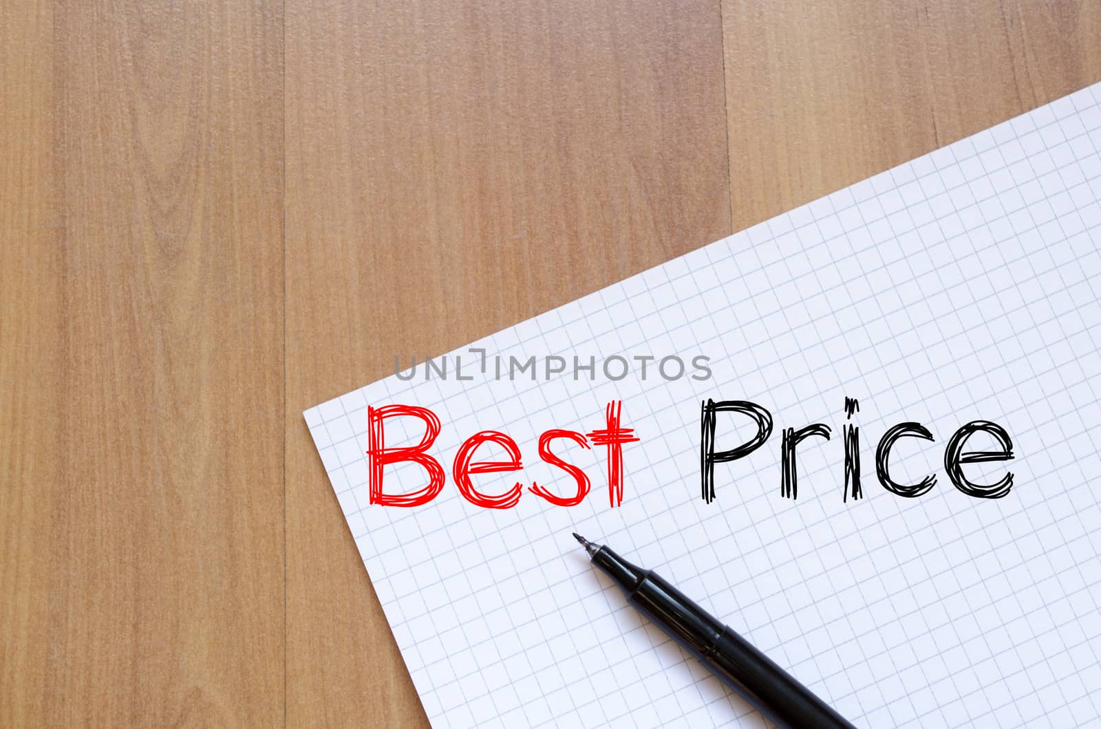 Best price text concept write on notebook