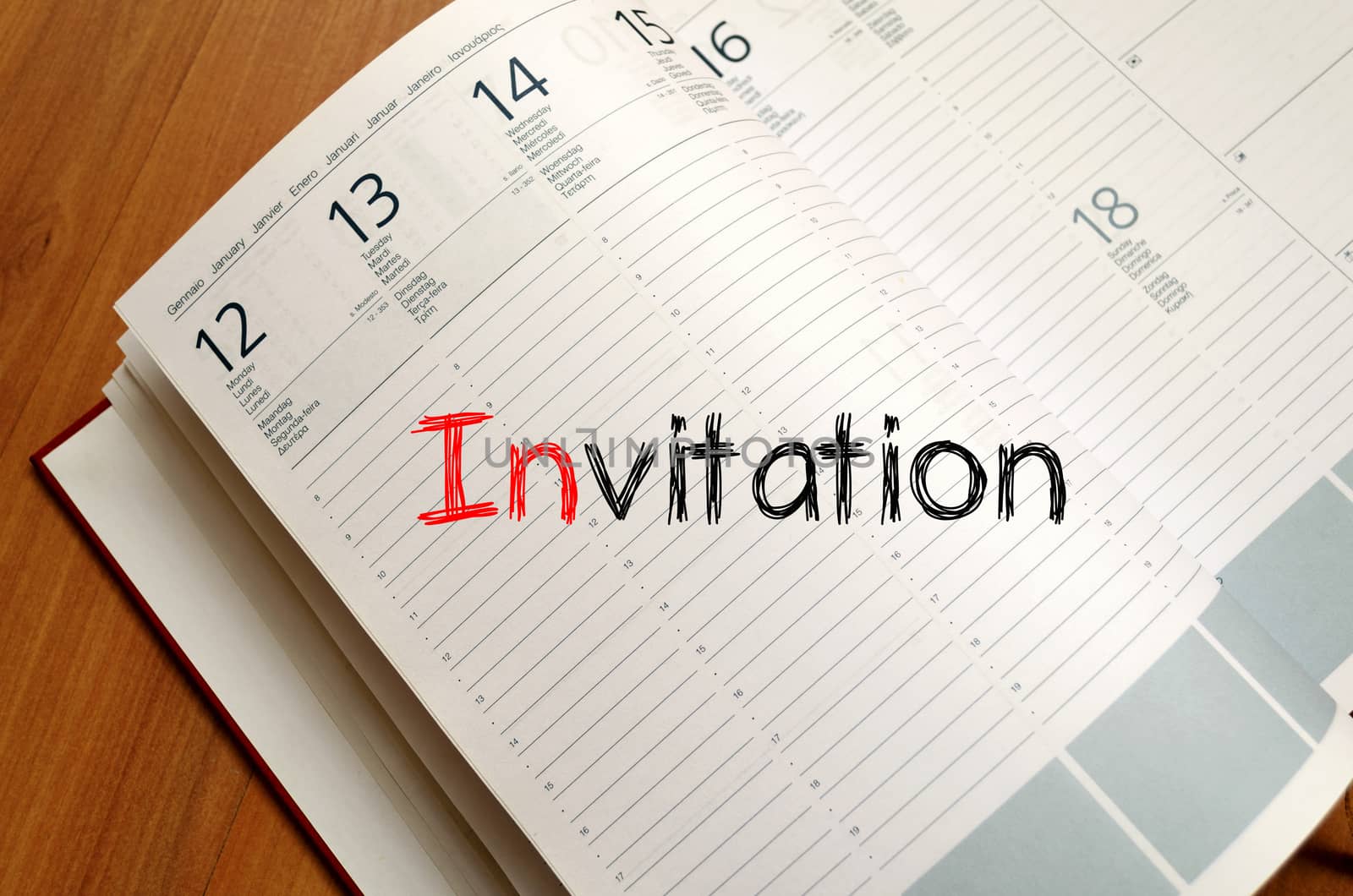 Invitation text concept write on notebook