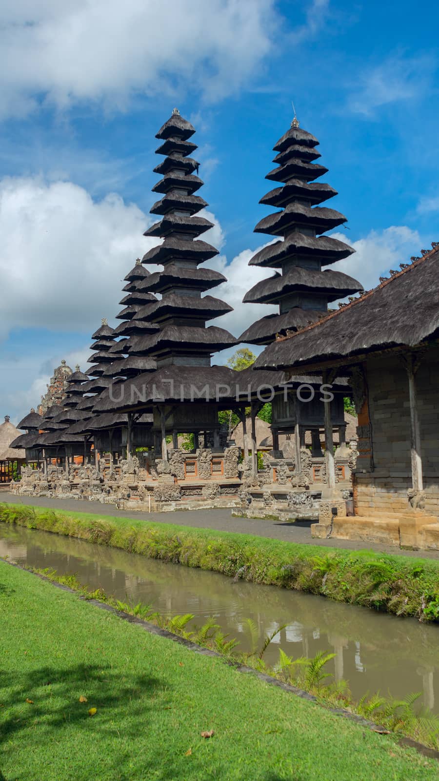 View of the temple complex in Bali on a sunny day