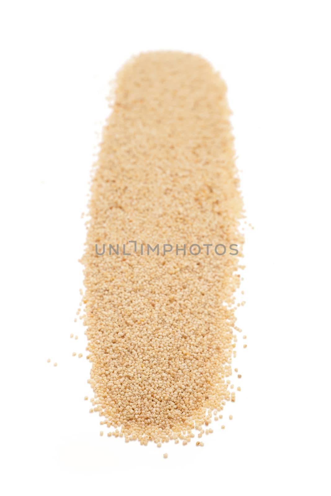 Row of Organic White Poppy seed (Papaver somniferum) isolated on white background.