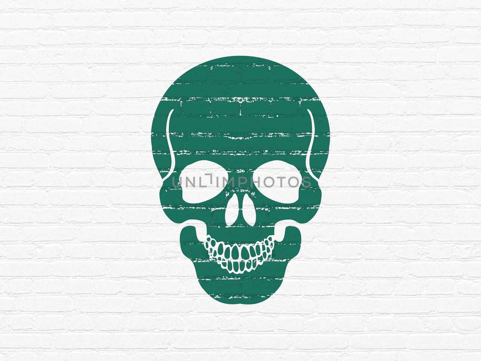 Health concept: Scull on wall background by maxkabakov