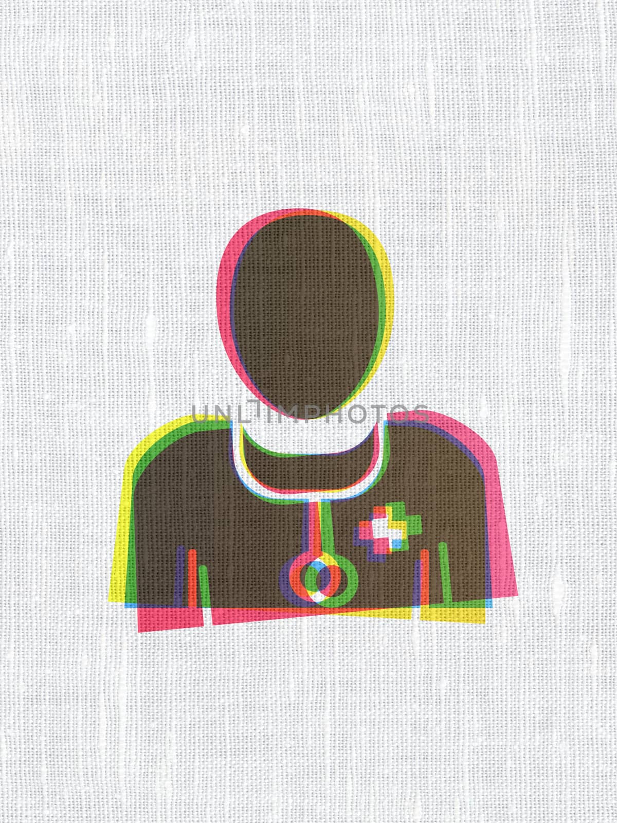 Health concept: CMYK Doctor on linen fabric texture background