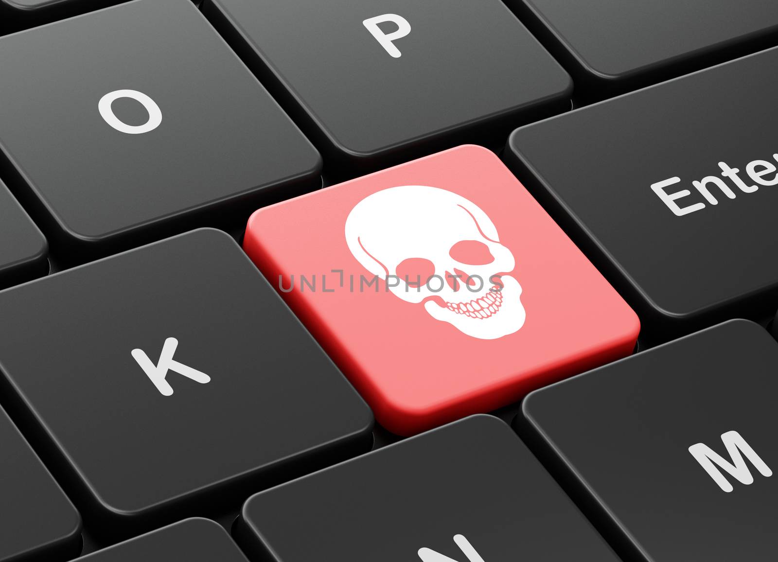 Healthcare concept: Scull on computer keyboard background by maxkabakov