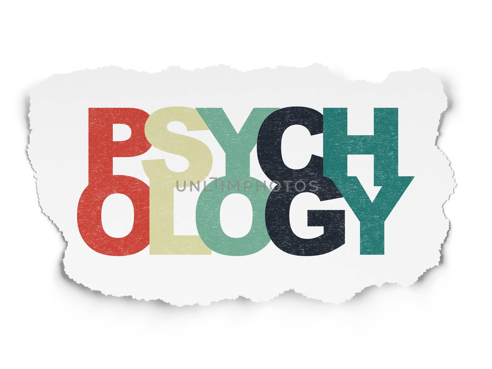 Healthcare concept: Painted multicolor text Psychology on Torn Paper background