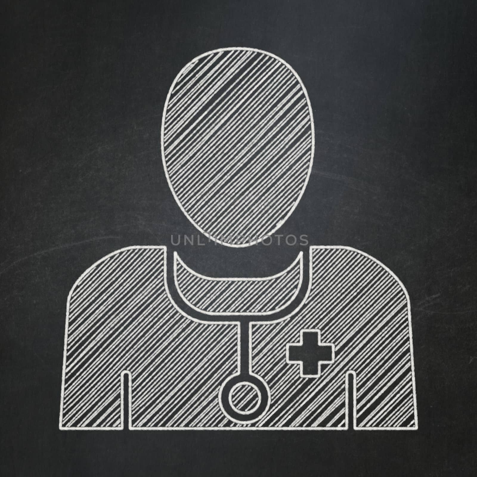 Health concept: Doctor icon on Black chalkboard background