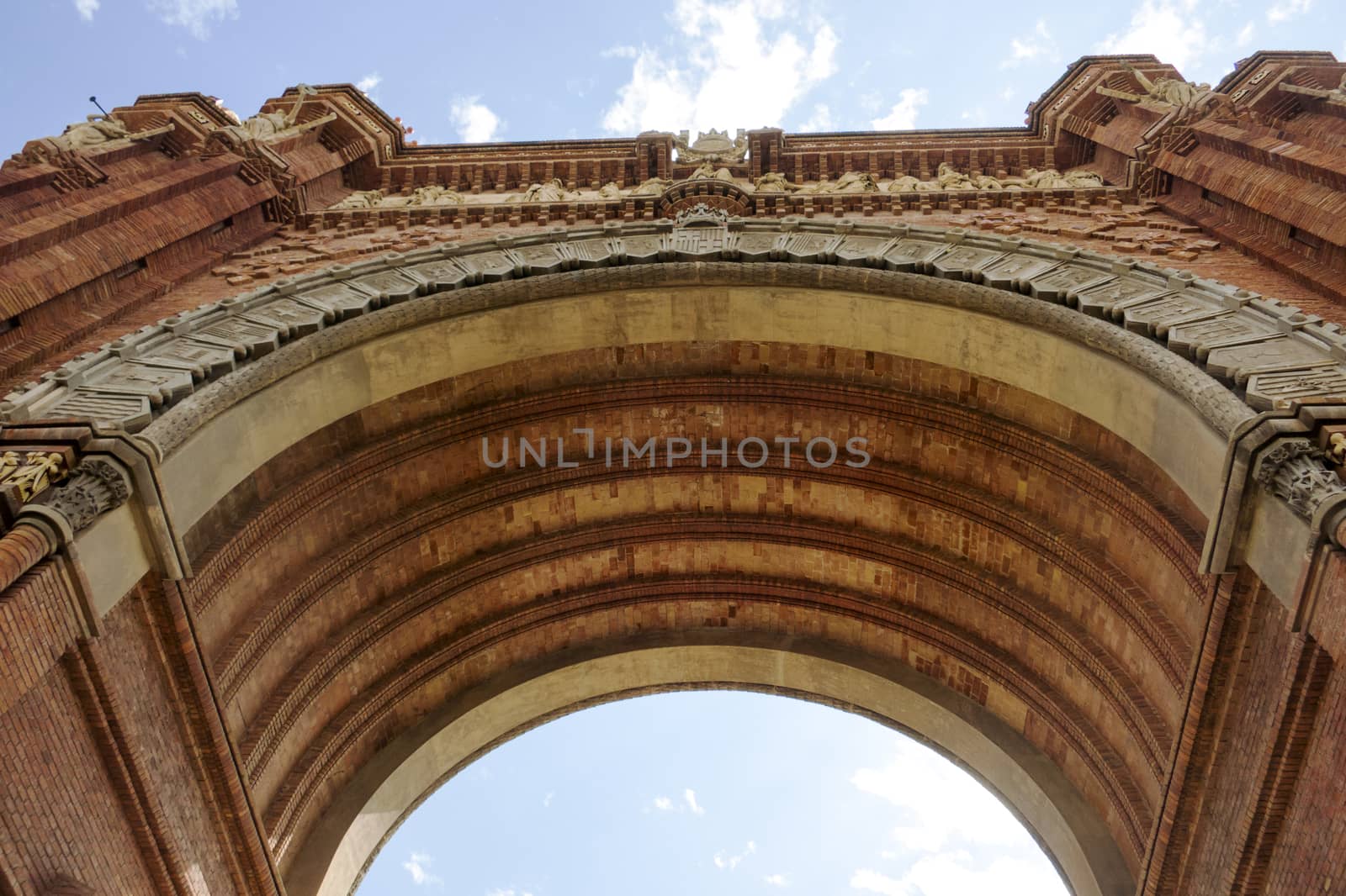 Closeup of Arc de Triomf in Barcelona