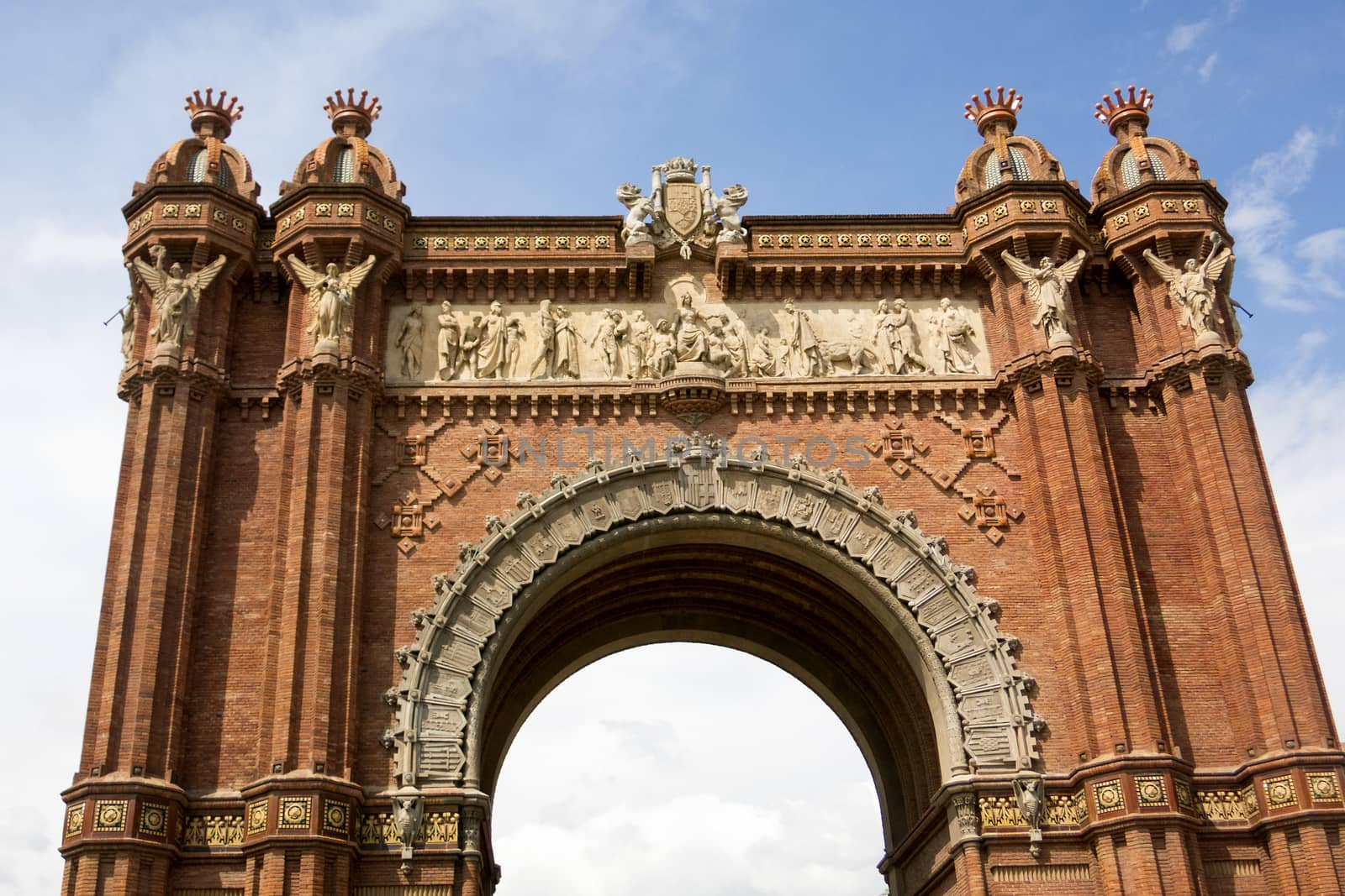 Closeup of Arc de Triomf in Barcelona