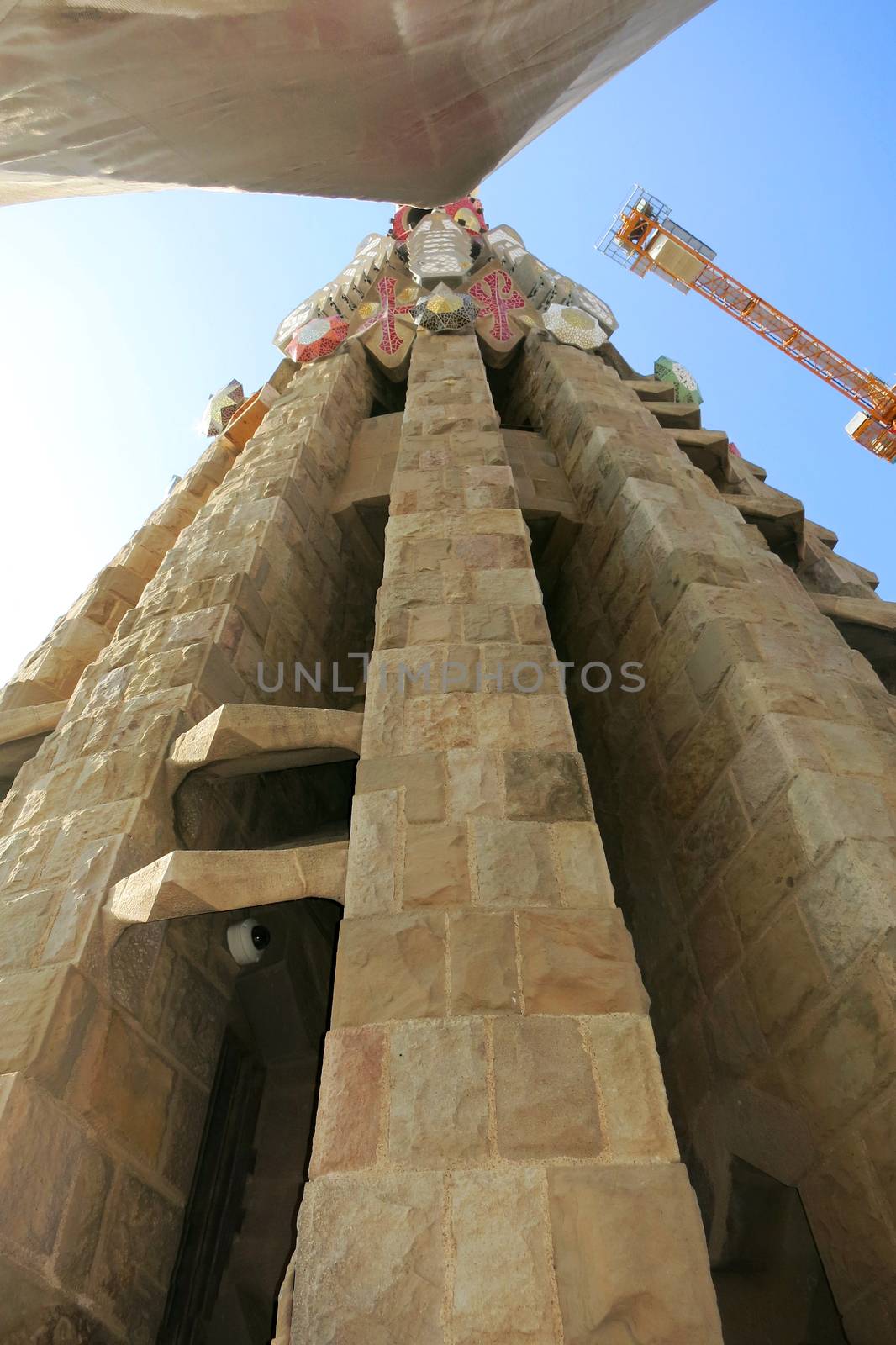 Part of Sagrada Familia, famous landmark in Spain