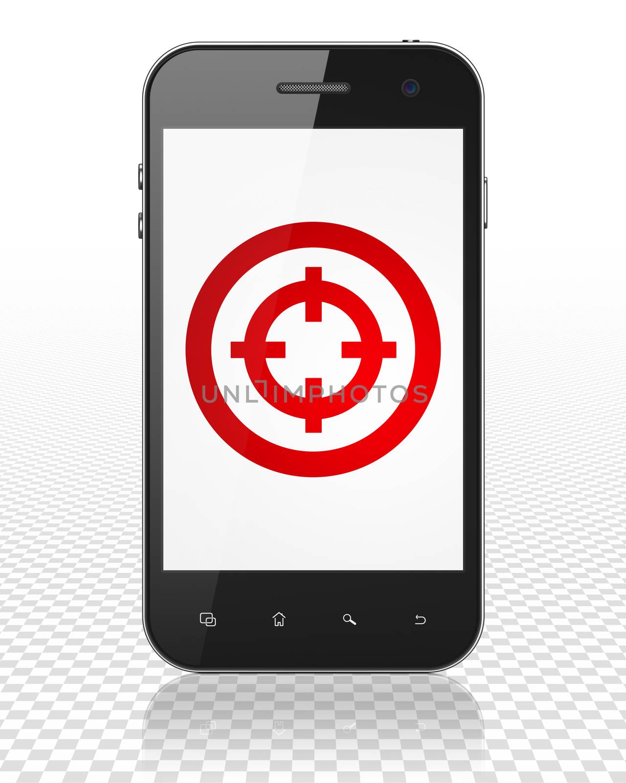 Finance concept: Smartphone with red Target icon on display