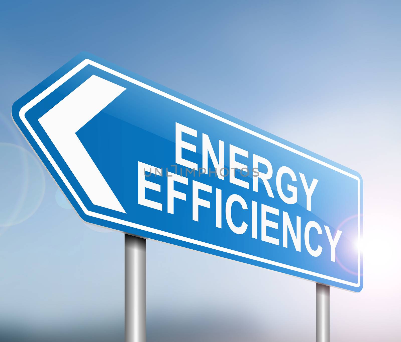 Illustration depicting a sign with an energy efficiency concept.