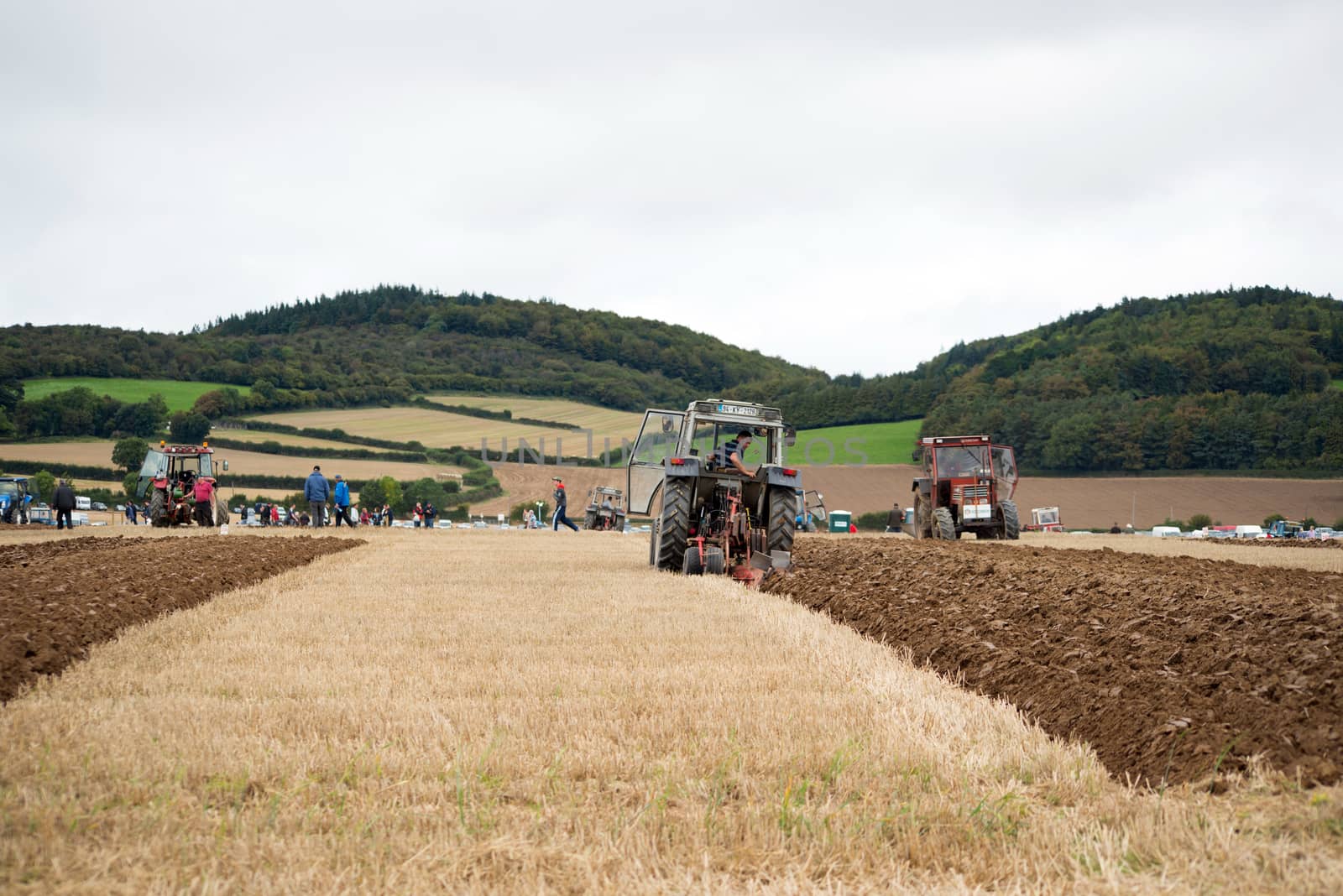 tractors competing in the irish national ploughing championships in ireland