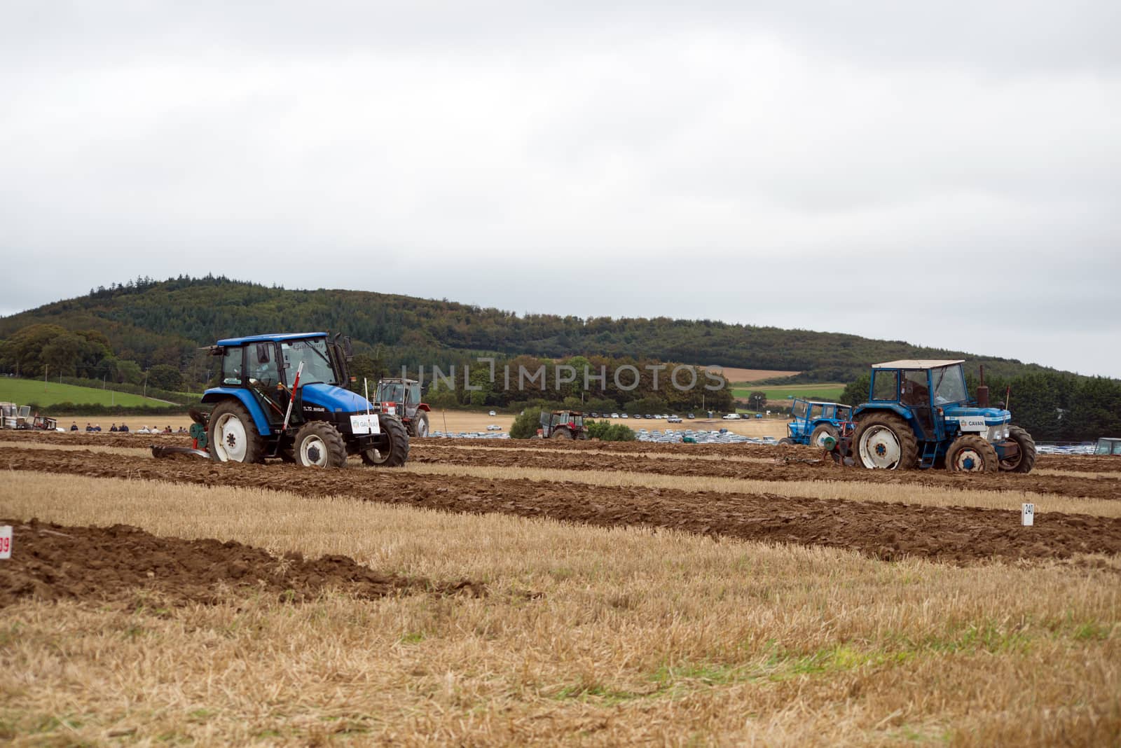 tractors competing in the irish national ploughing championships in ireland
