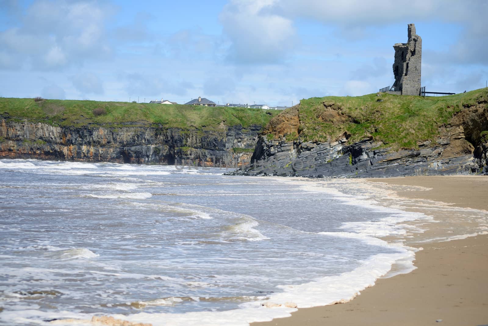 view of the castle beach and cliffs in Ballybunion county Kerry Ireland on the wild atlantic way