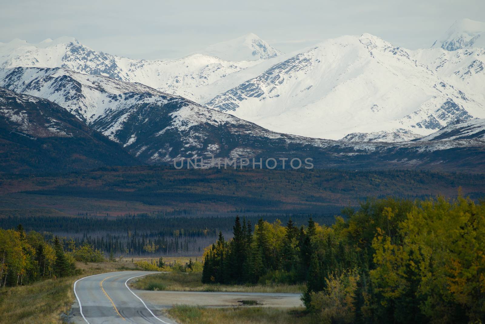 Bend in the Road Alaska Mountain Highway Transportation by ChrisBoswell