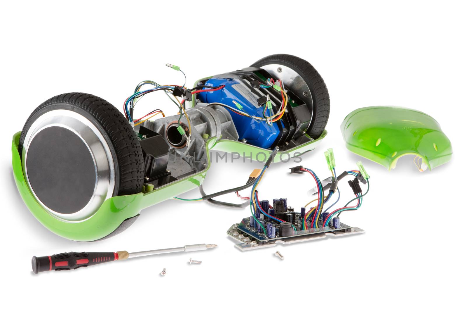 Disassembled Electric Skateboard with Screwdriver by coskun