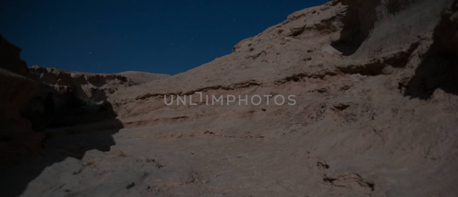 Adventure in dart Negev desert in Israel night
