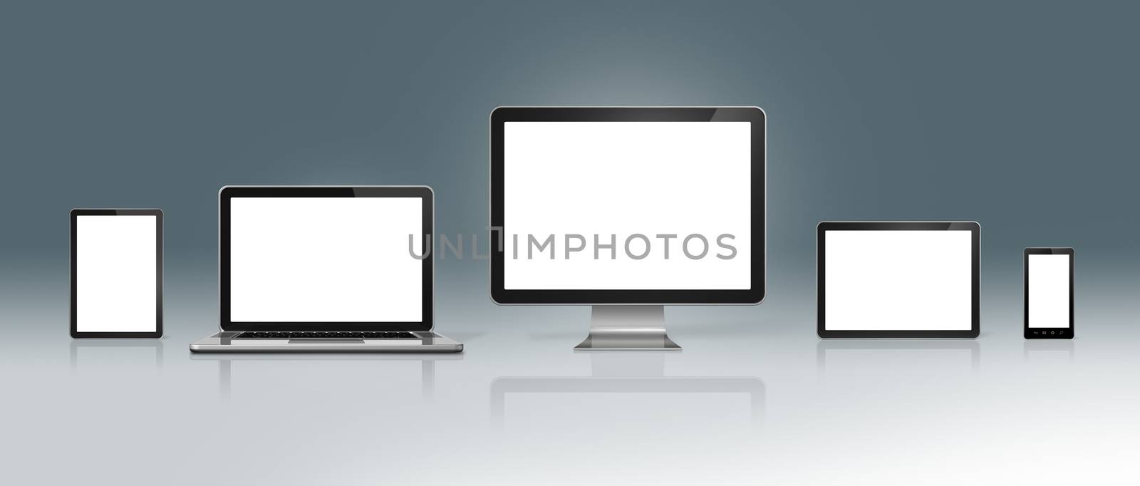 High Tech Computer Set on a deep grey background - isolated with clipping path