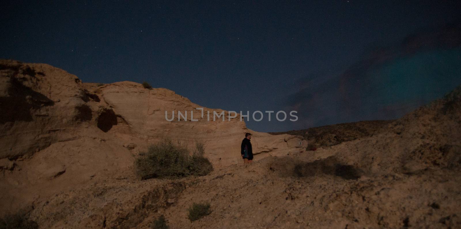 Hiking in night desert by javax