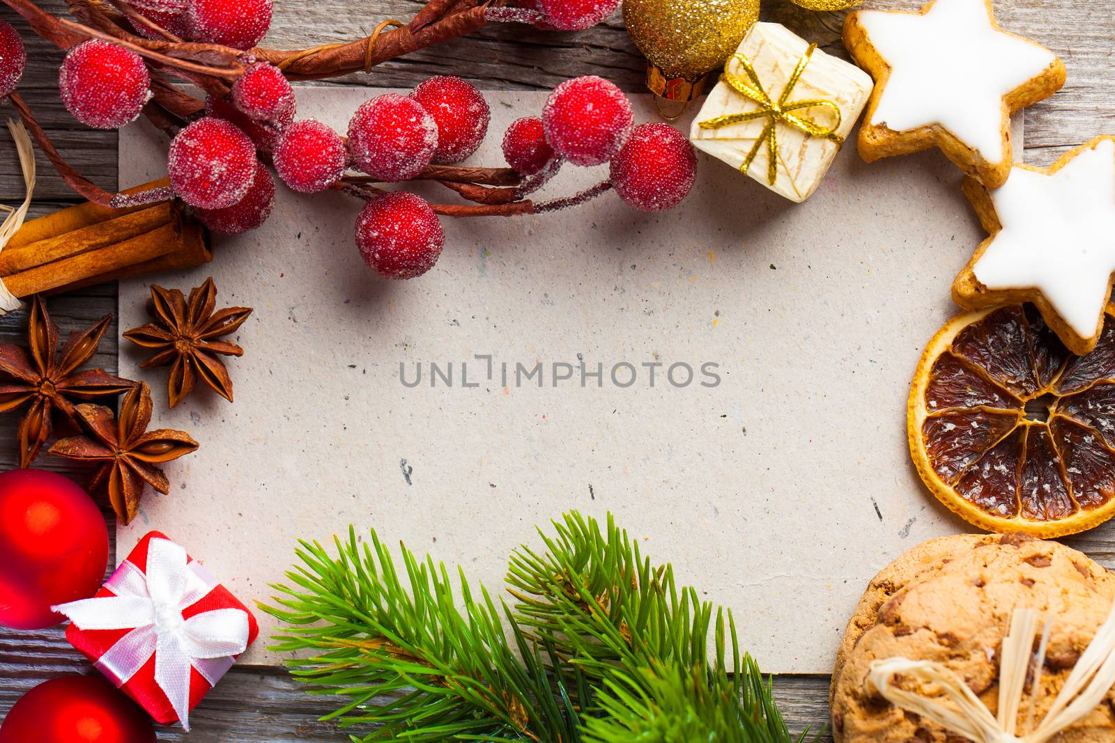 Christmas decoration on wooden background by motorolka
